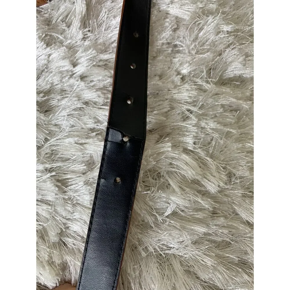 Vintage Liz Claiborne Tan Leather Belt Silver Buckle Sz Medium